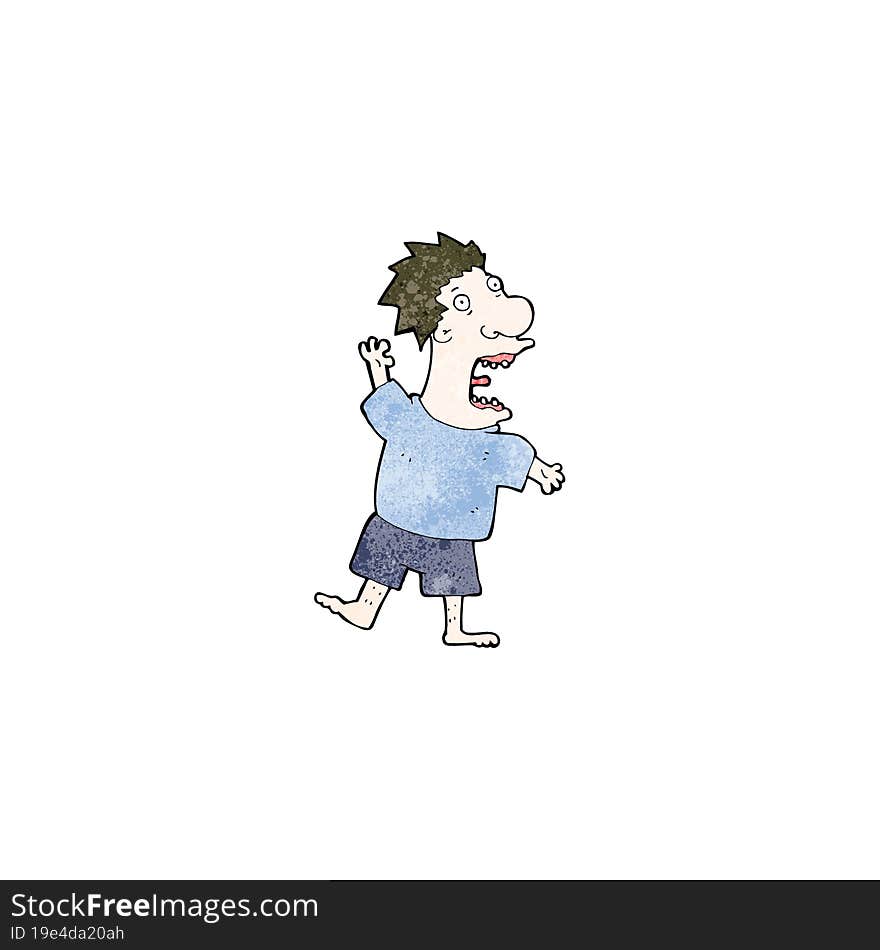 cartoon terrified man