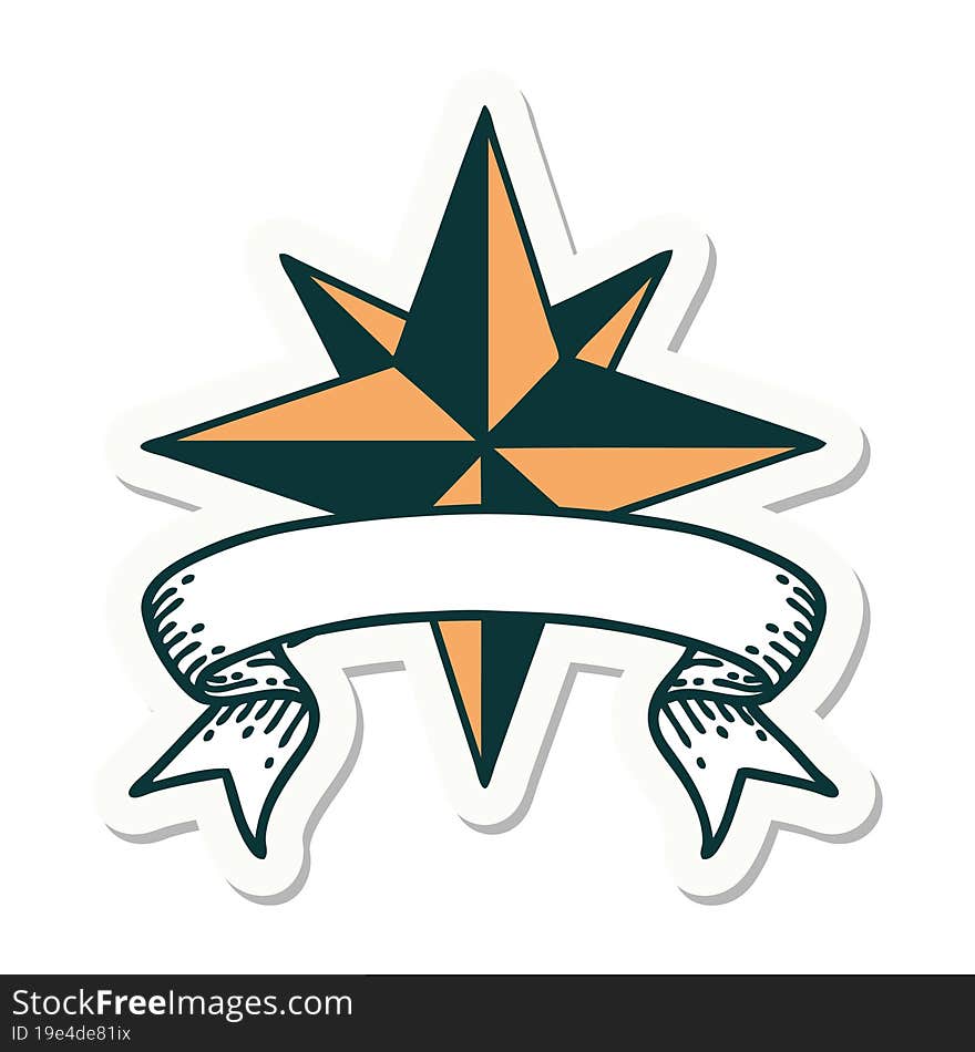 tattoo sticker with banner of a star