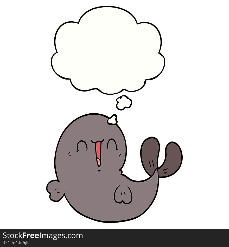 Cute Cartoon Whale And Thought Bubble