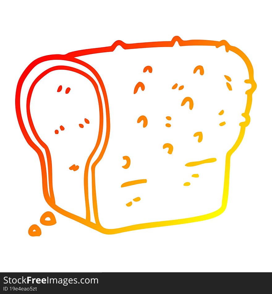 warm gradient line drawing of a cartoon wholemeal bread