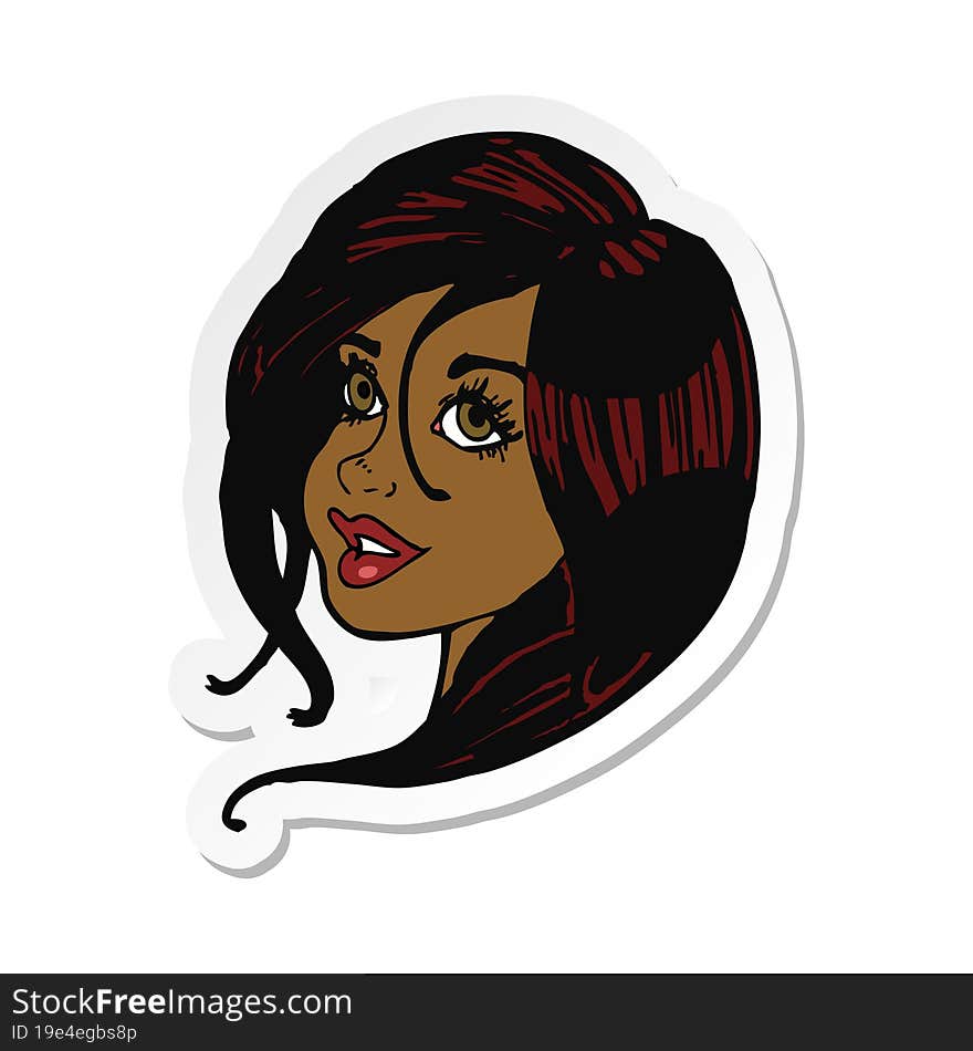 sticker of a cartoon pretty female face