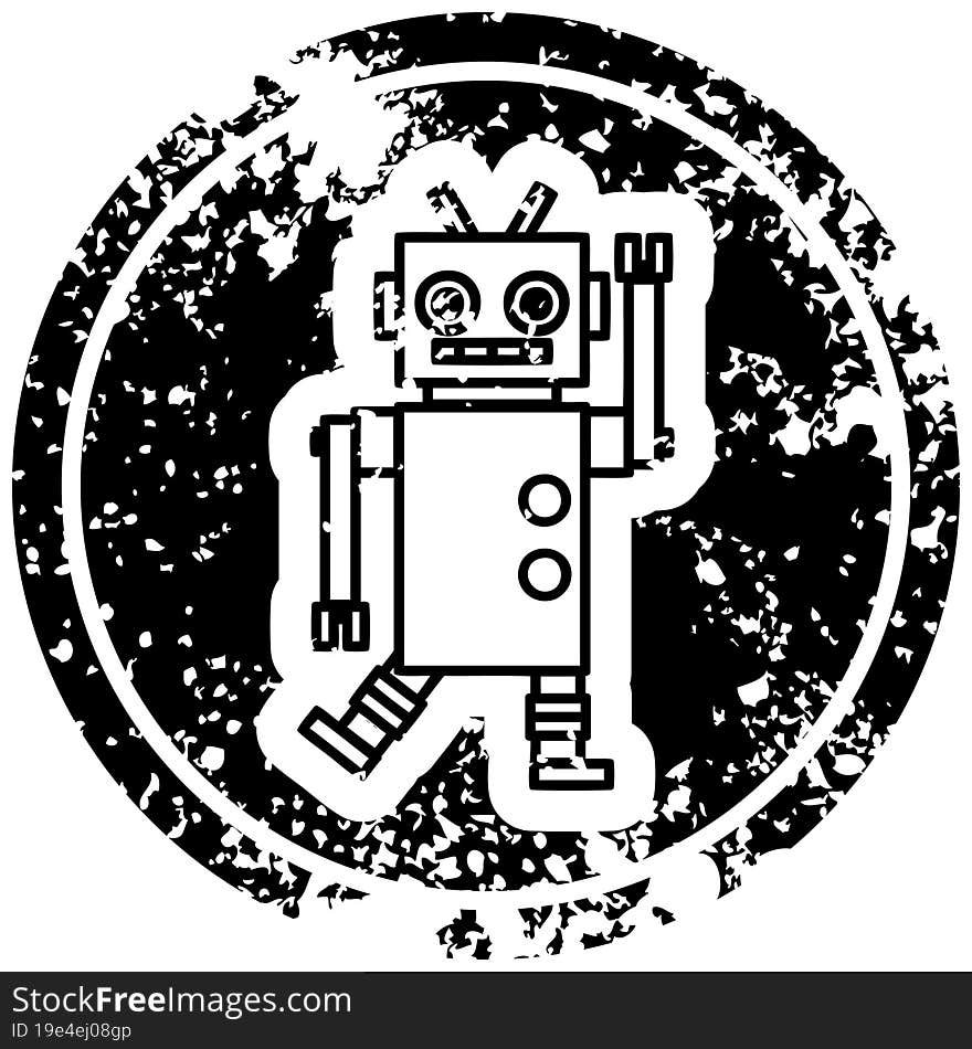 dancing robot distressed icon