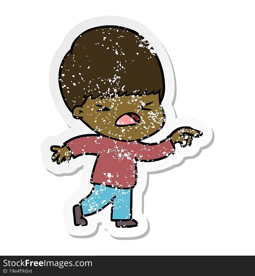 distressed sticker of a cartoon stressed man