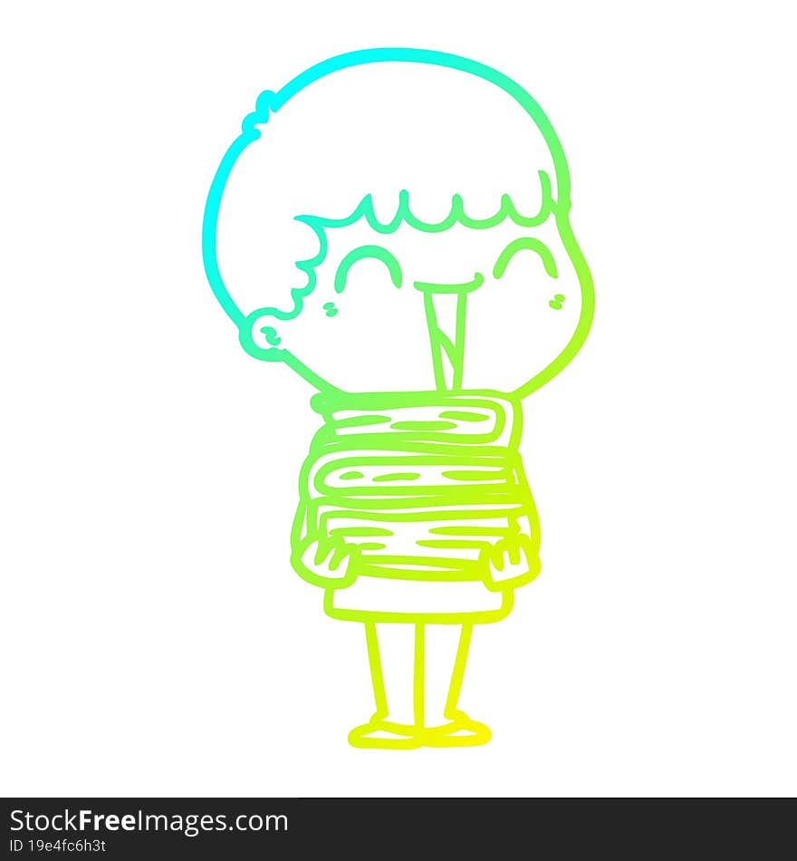 Cold Gradient Line Drawing Cartoon Happy Man