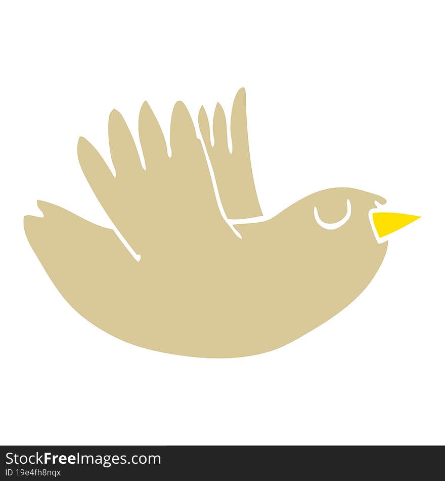 flat color illustration cartoon flying bird