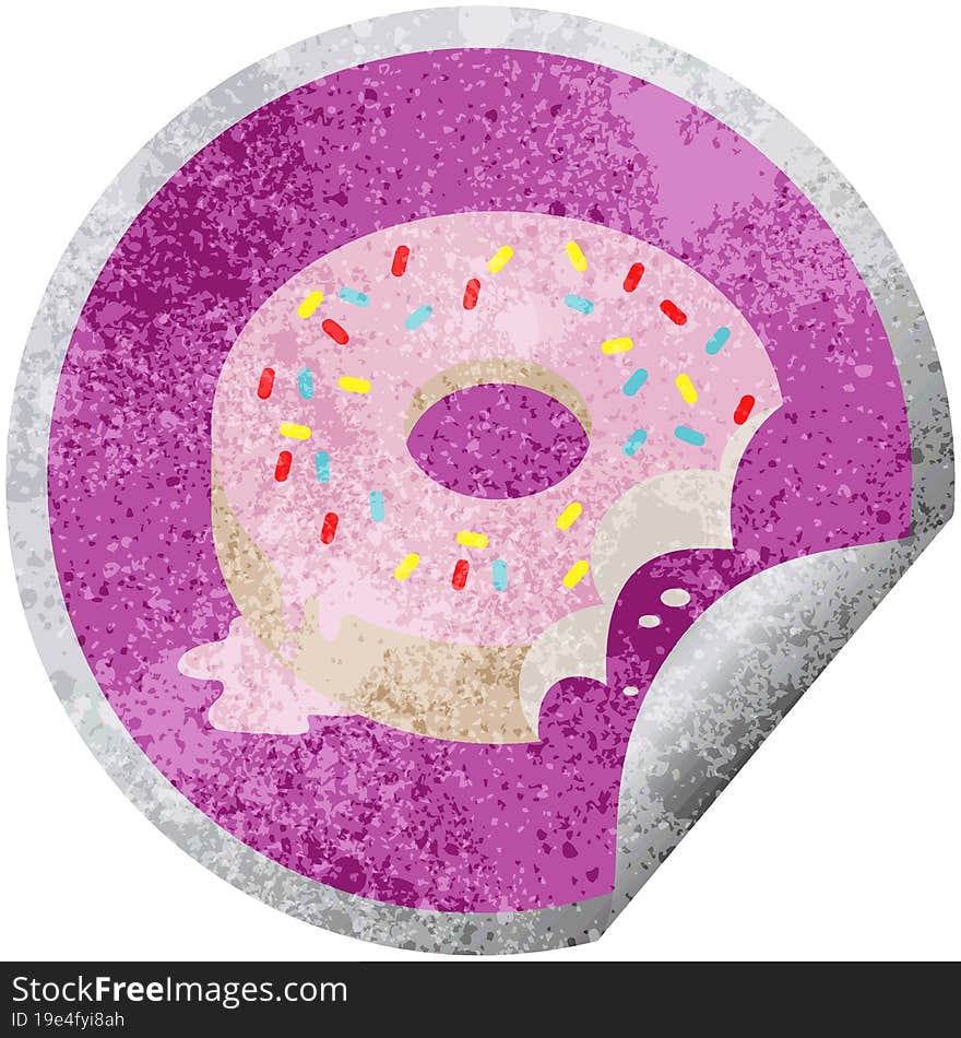 bitten frosted donut graphic circular sticker