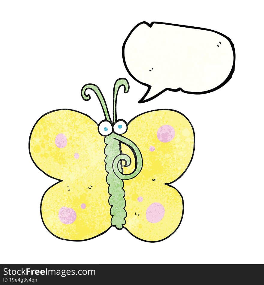 Speech Bubble Textured Cartoon Butterfly