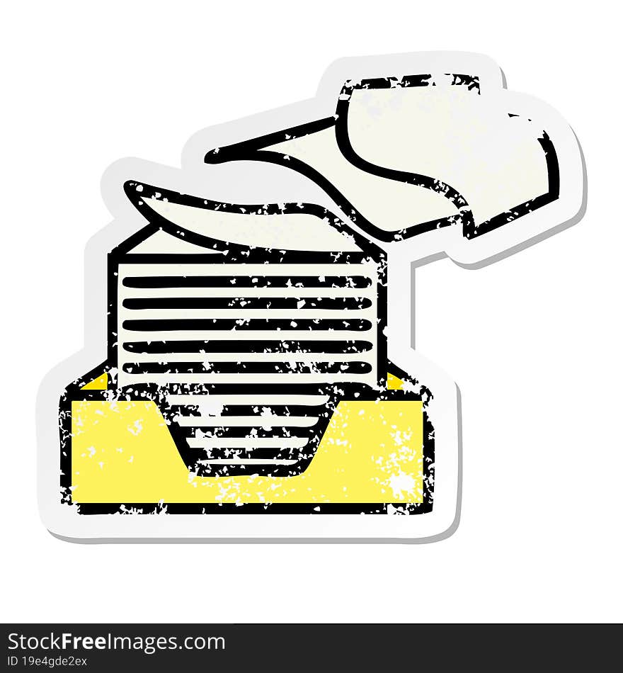 Distressed Sticker Of A Cute Cartoon Stacked Papers