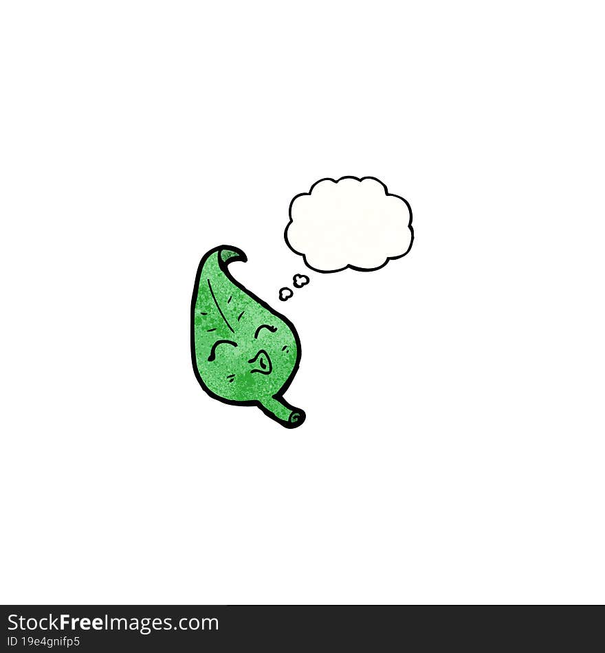 cartoon leaf wtih thought bubble