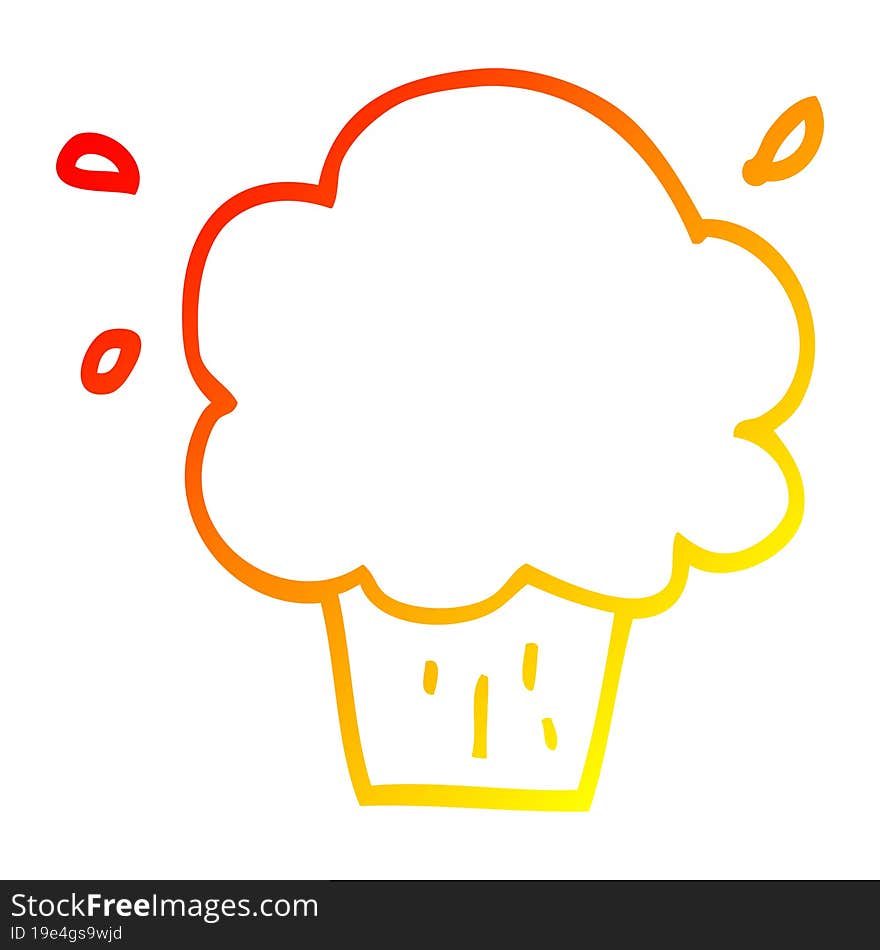 Warm Gradient Line Drawing Cartoon Cupcake