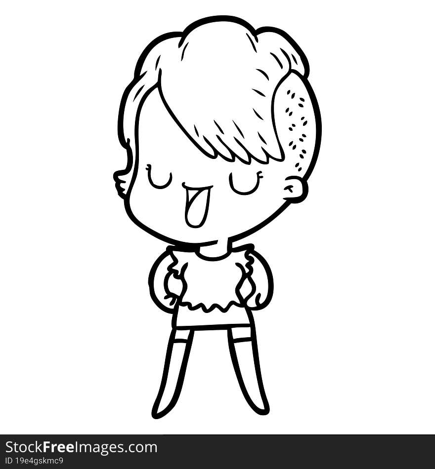 cute cartoon girl with hipster haircut. cute cartoon girl with hipster haircut