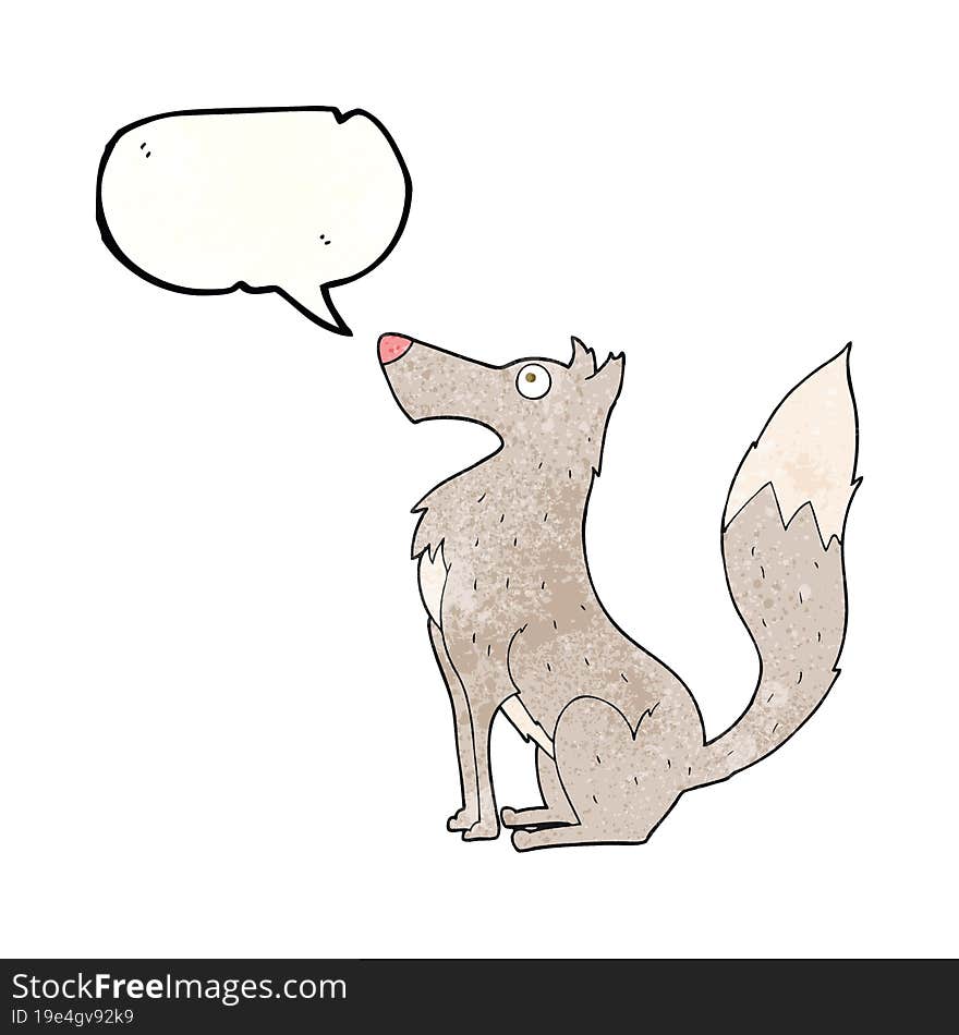 Speech Bubble Textured Cartoon Wolf