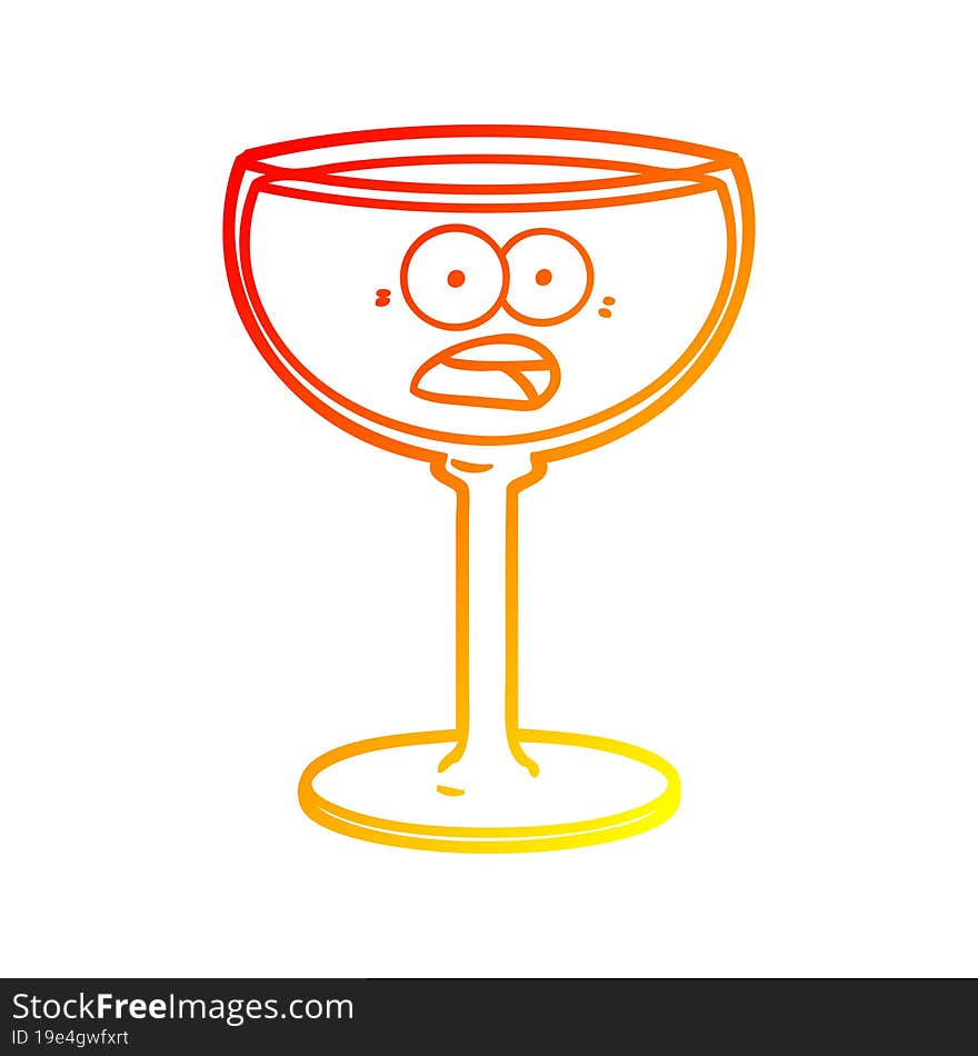 warm gradient line drawing cartoon glass of wine