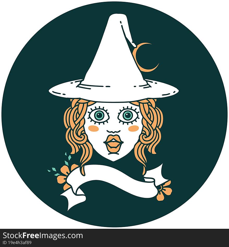 human witch character face icon