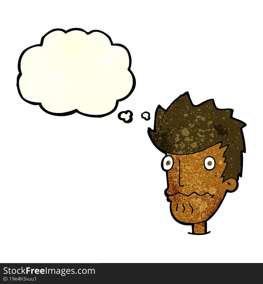 Cartoon Nervous Man With Thought Bubble