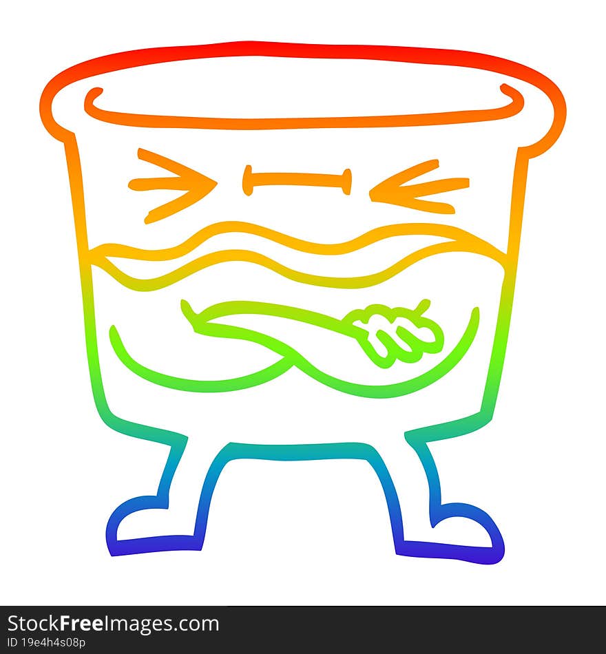 rainbow gradient line drawing of a cartoon whisky glass