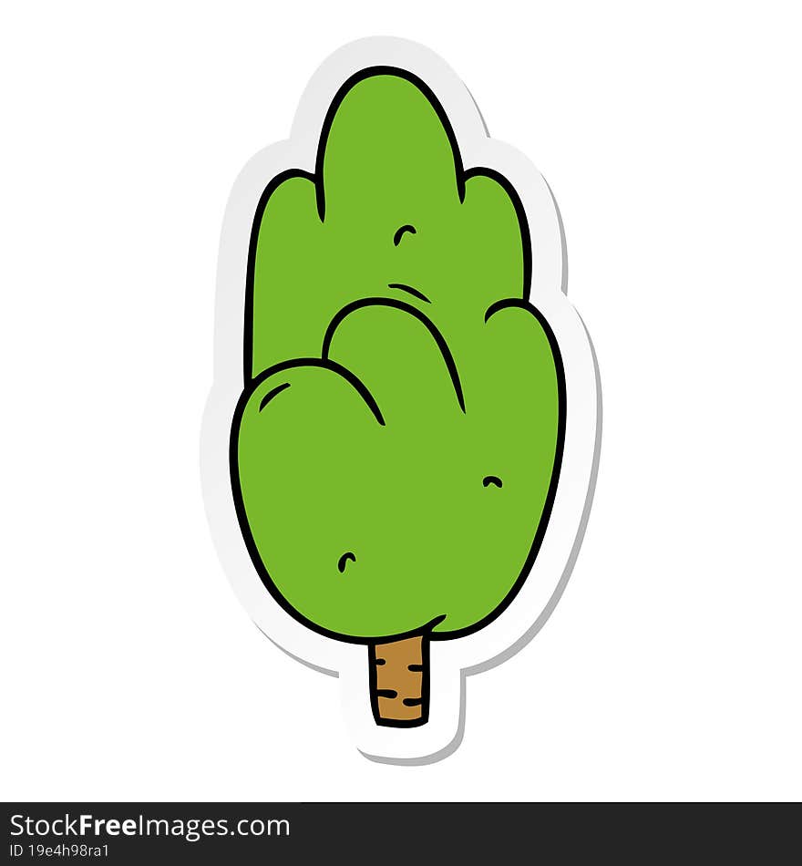 hand drawn sticker cartoon doodle single green tree