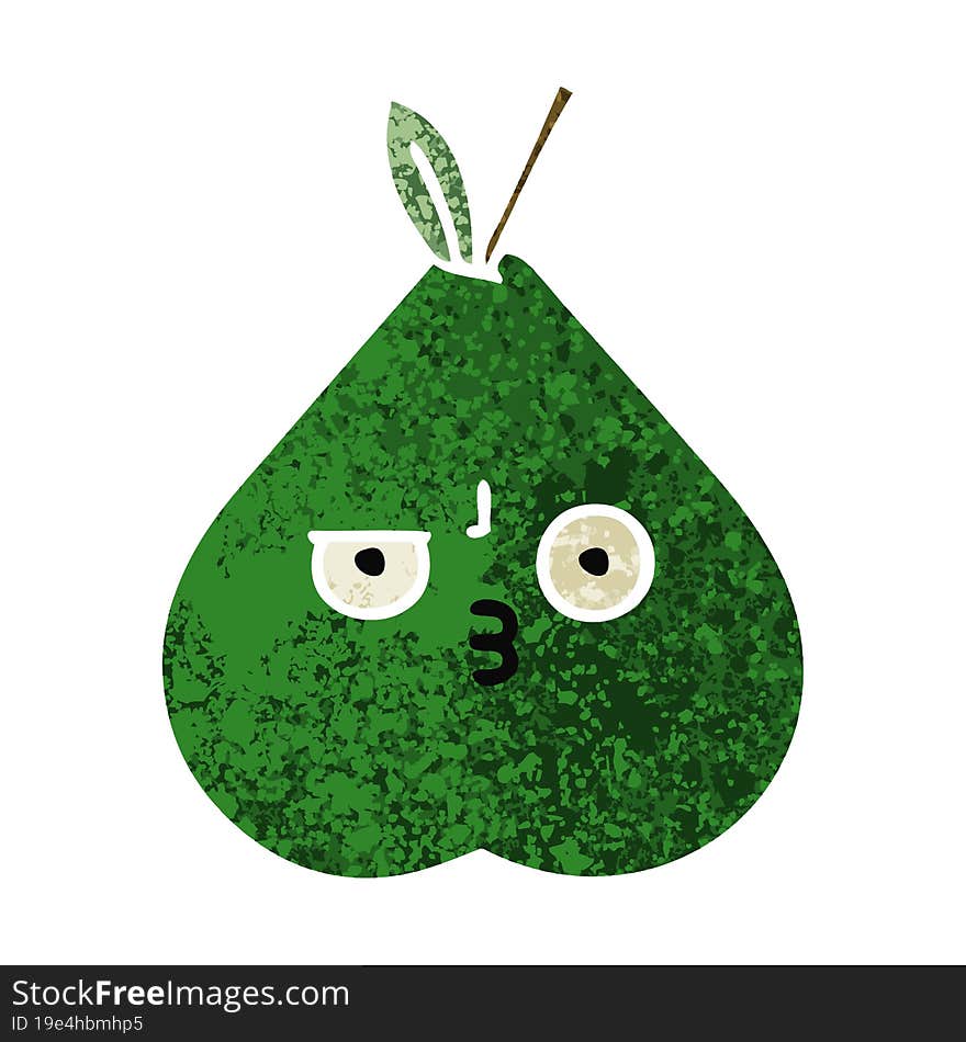 retro illustration style cartoon of a pear