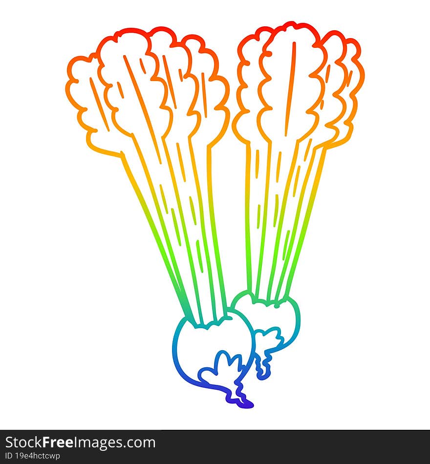 Rainbow Gradient Line Drawing Cartoon Beetroots