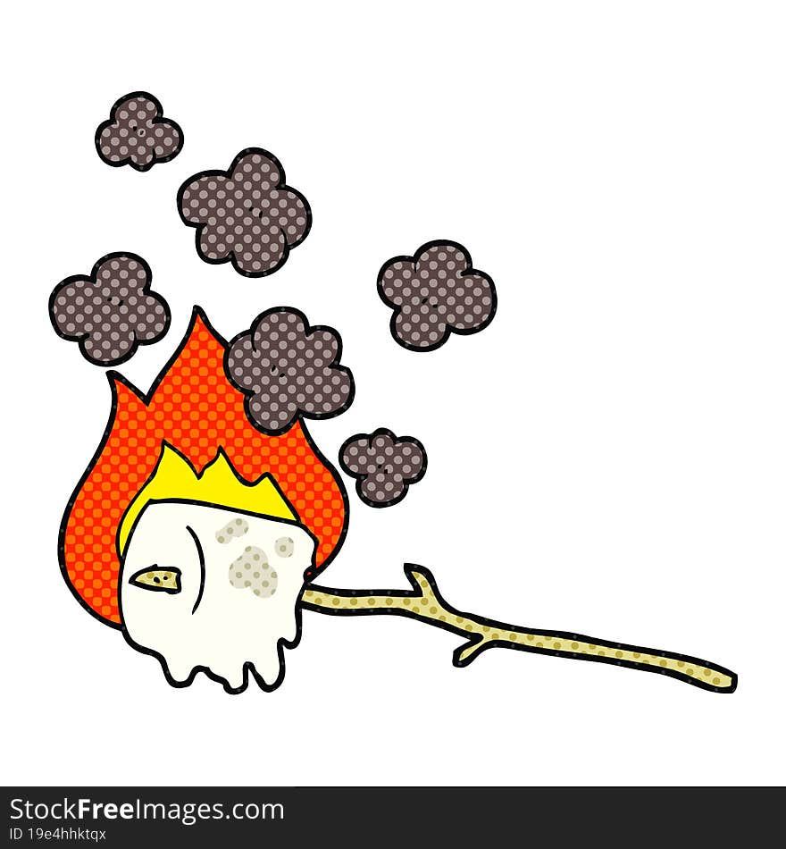 cartoon burning marshmallow