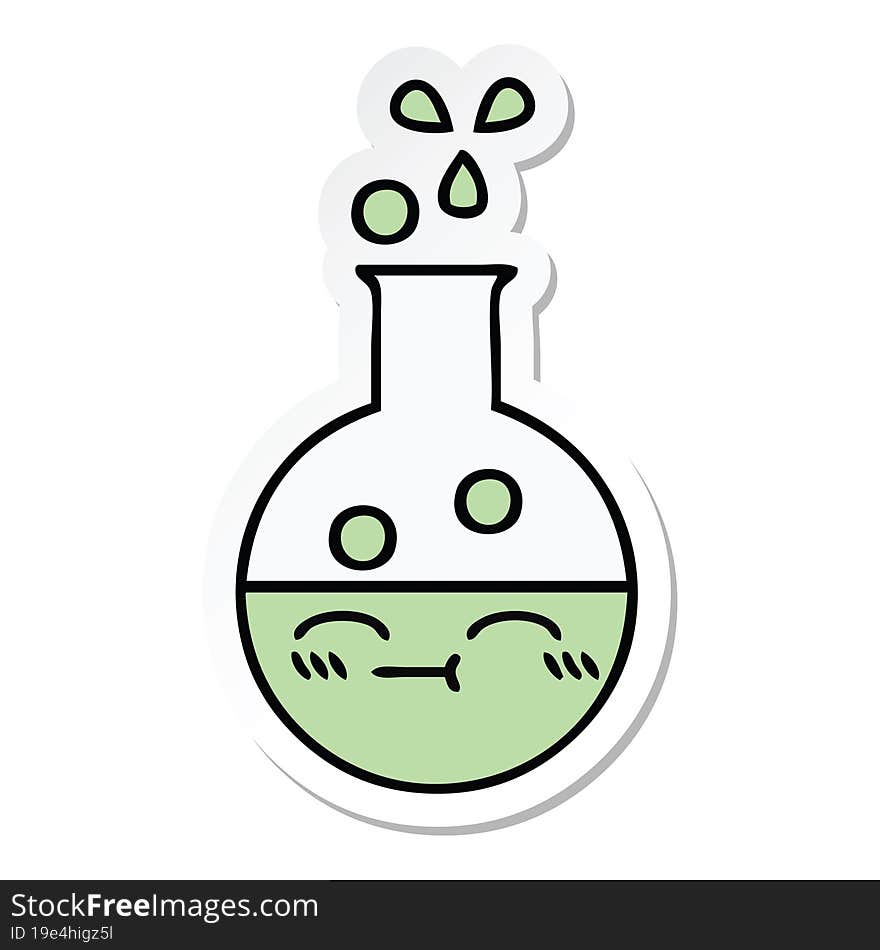 sticker of a cute cartoon test tube