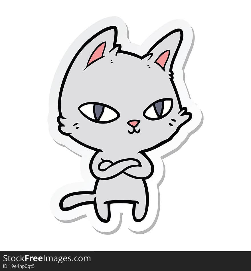 sticker of a cartoon cat staring