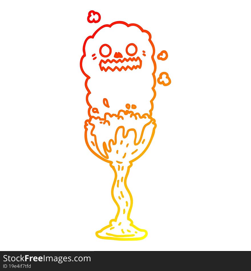 warm gradient line drawing cartoon spooky halloween potion cup