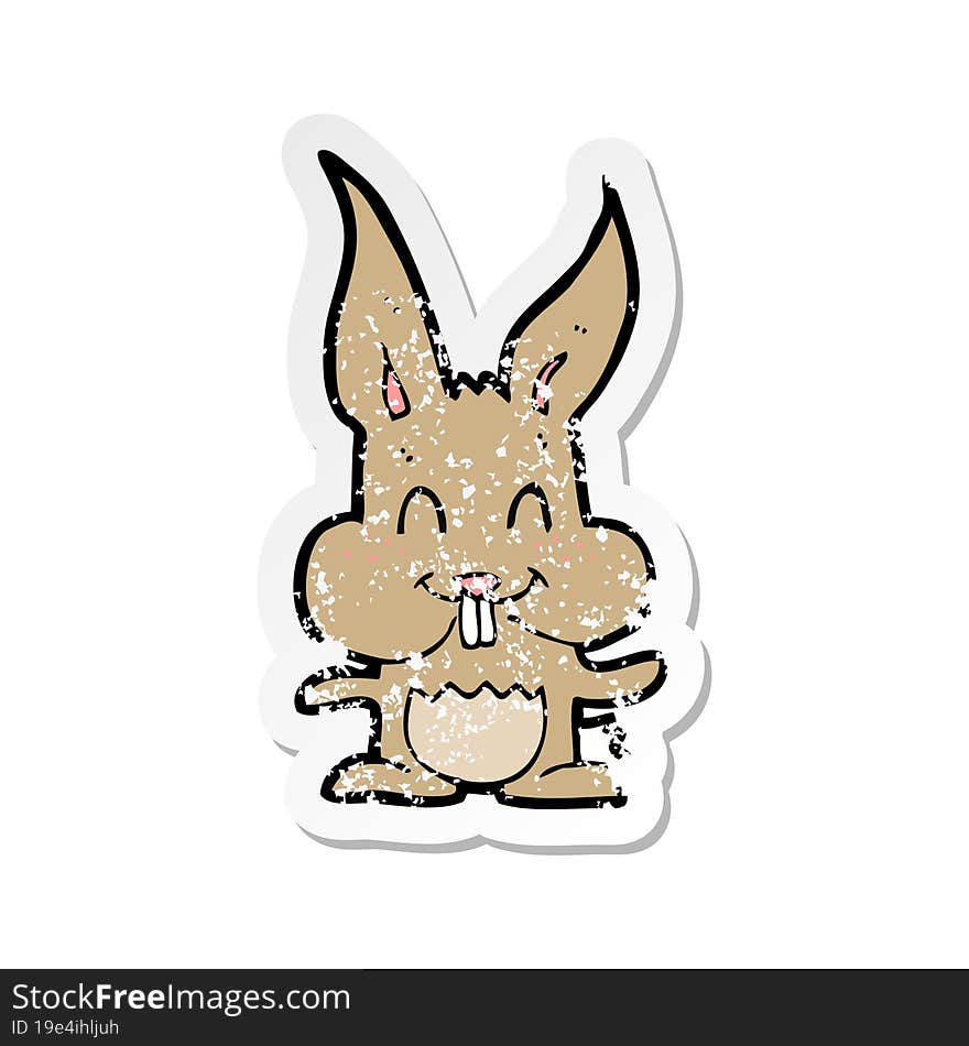 retro distressed sticker of a cartoon rabbit