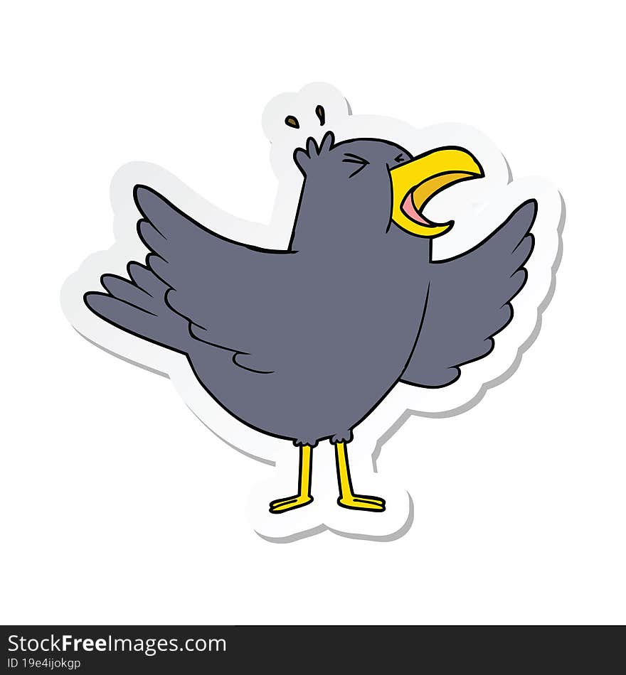 Sticker Of A Cartoon Squawking Bird