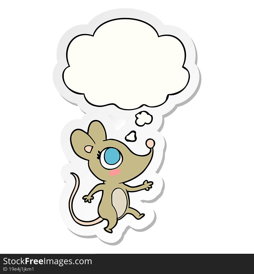 cartoon mouse and thought bubble as a printed sticker