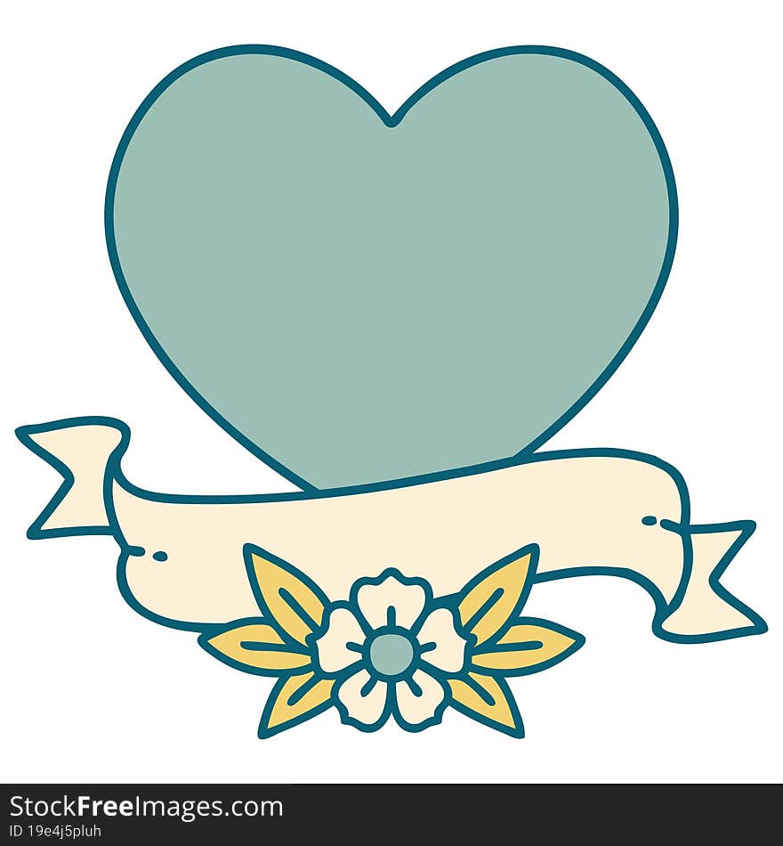 Tattoo Style Icon Of A Heart And Banner