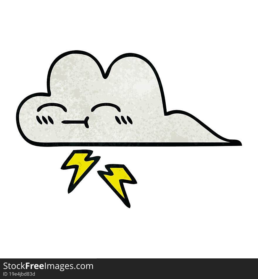 Retro Grunge Texture Cartoon Thunder Cloud