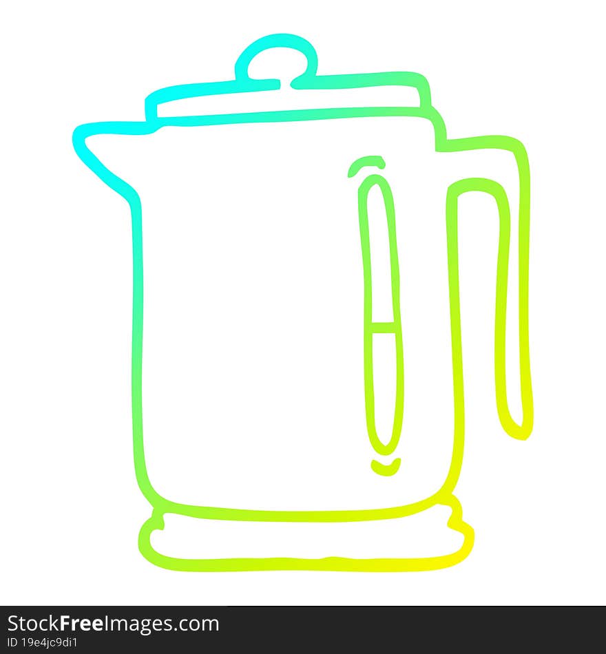 cold gradient line drawing cartoon kettle