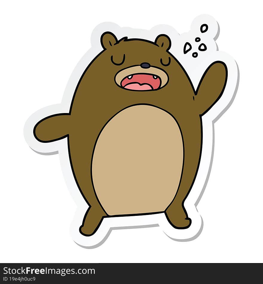 sticker of a funny cartoon bear