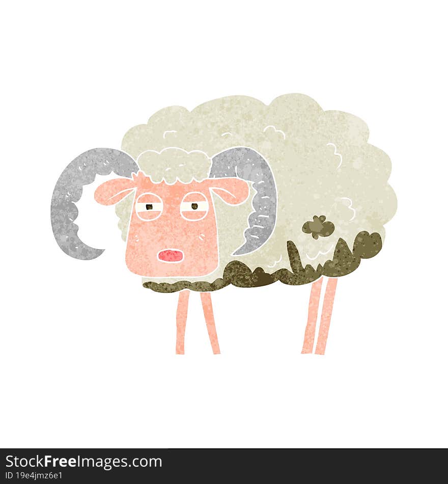 Retro Cartoon Ram Covered In Mud