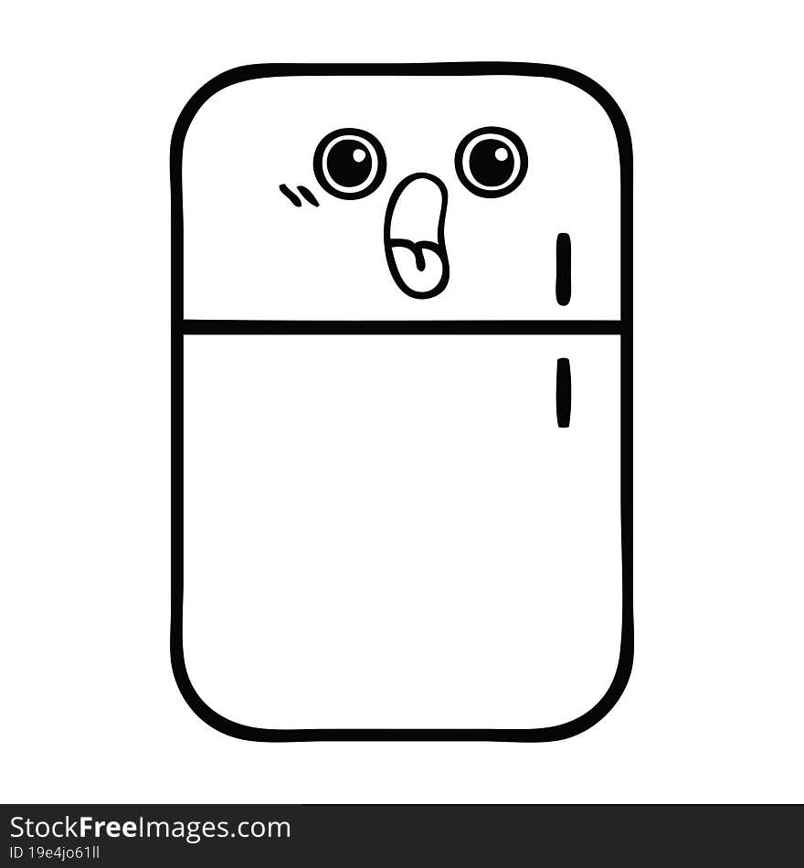 line drawing cartoon fridge freezer