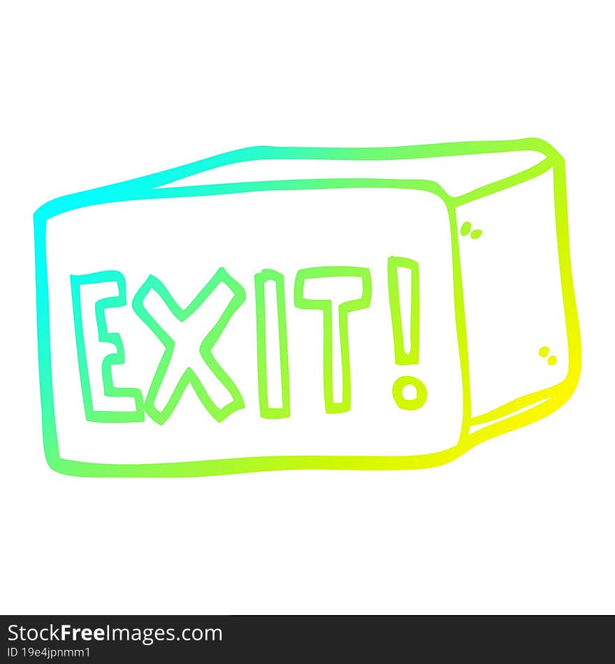 cold gradient line drawing cartoon exit sign