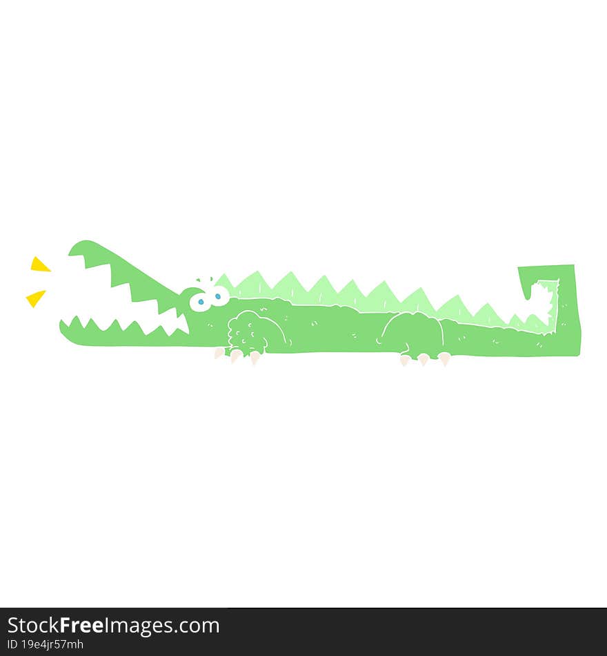 Flat Color Illustration Of A Cartoon Crocodile