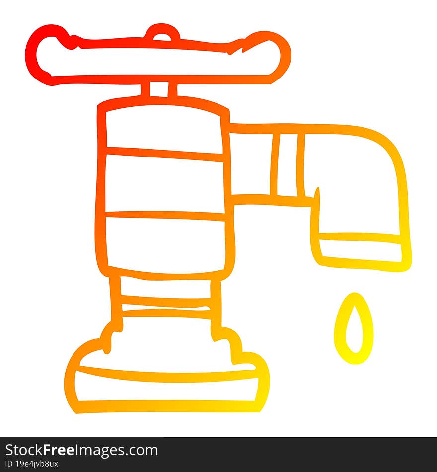 Warm Gradient Line Drawing Cartoon Dripping Faucet