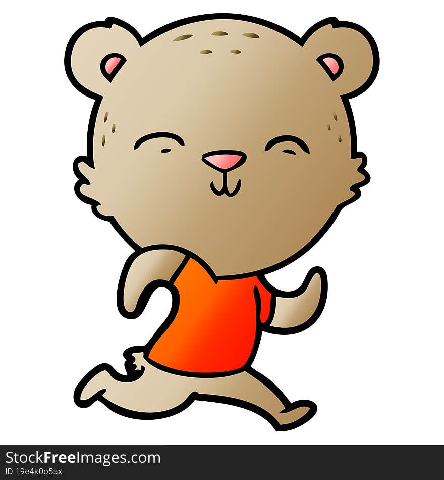 happy cartoon bear jogging. happy cartoon bear jogging