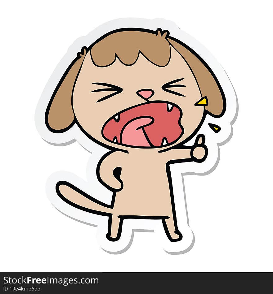 sticker of a cute cartoon dog barking