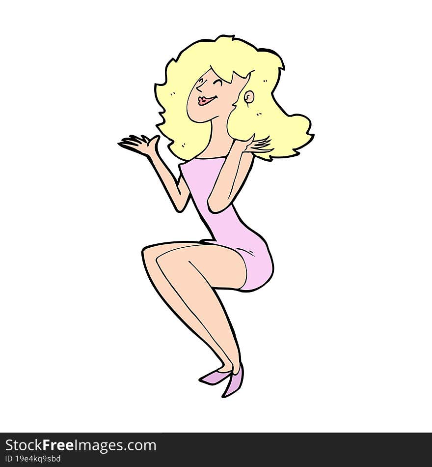 cartoon attractive woman sitting