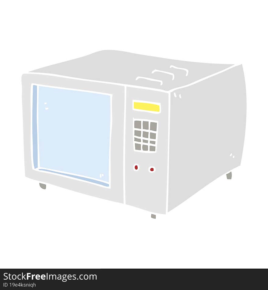 flat color illustration of a cartoon microwave