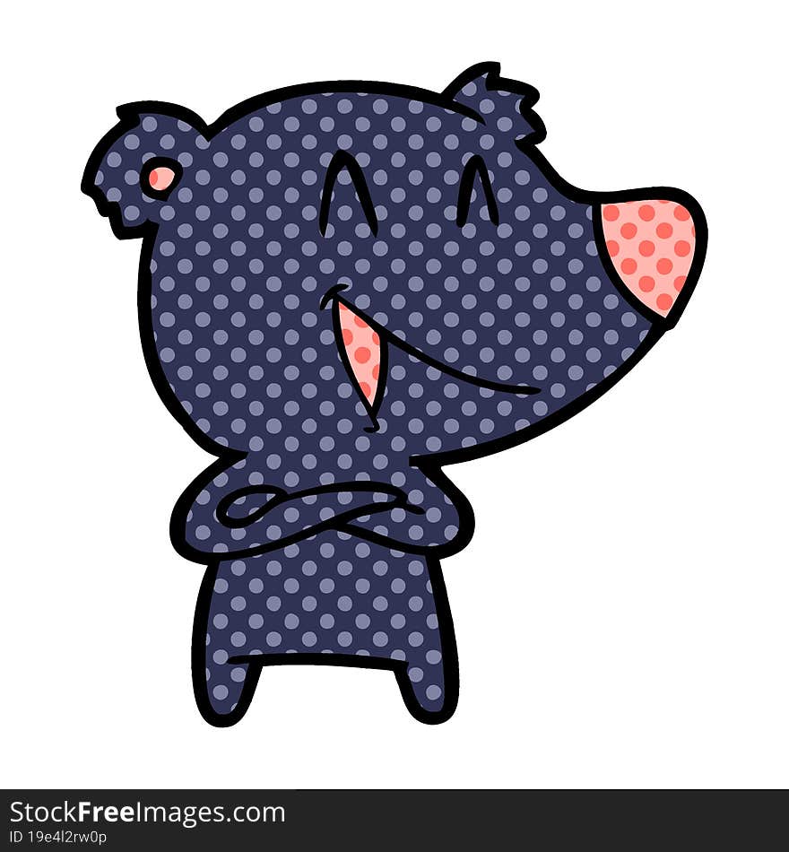 laughing bear with crossed arms cartoon. laughing bear with crossed arms cartoon