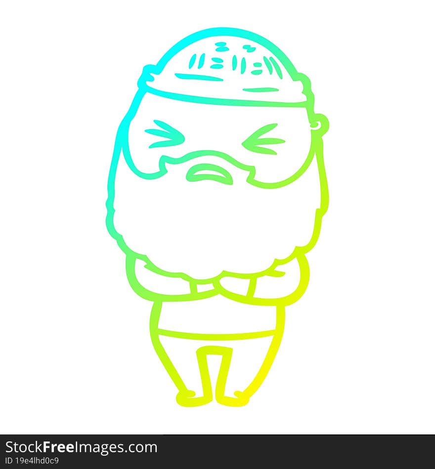 cold gradient line drawing of a cartoon man with beard