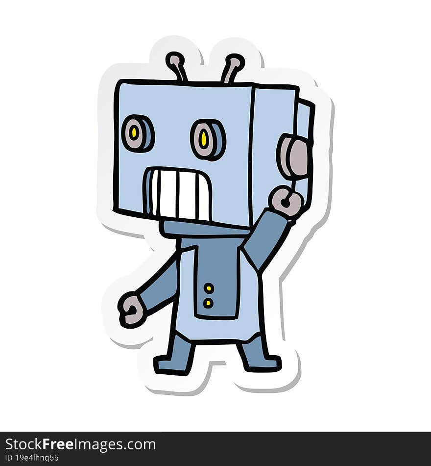 sticker of a cartoon robot