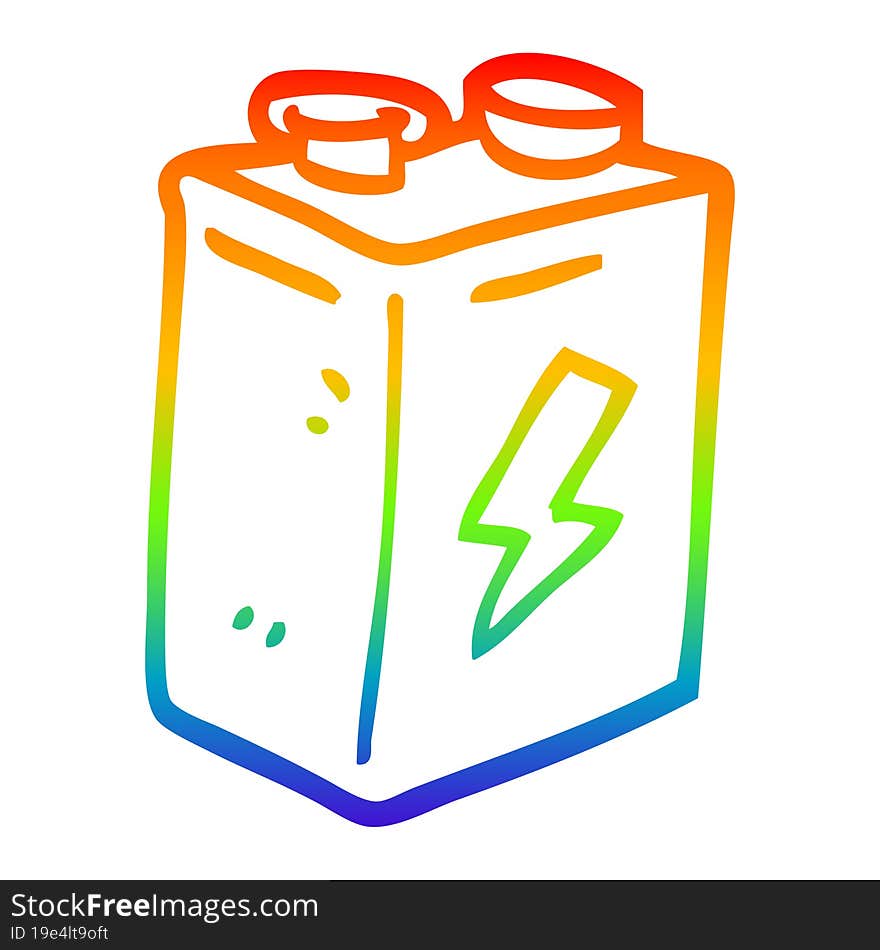 rainbow gradient line drawing cartoon battery