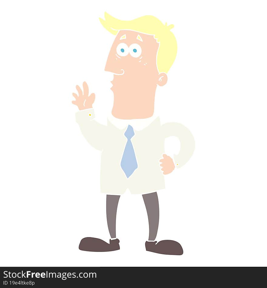 flat color illustration of a cartoon businessman