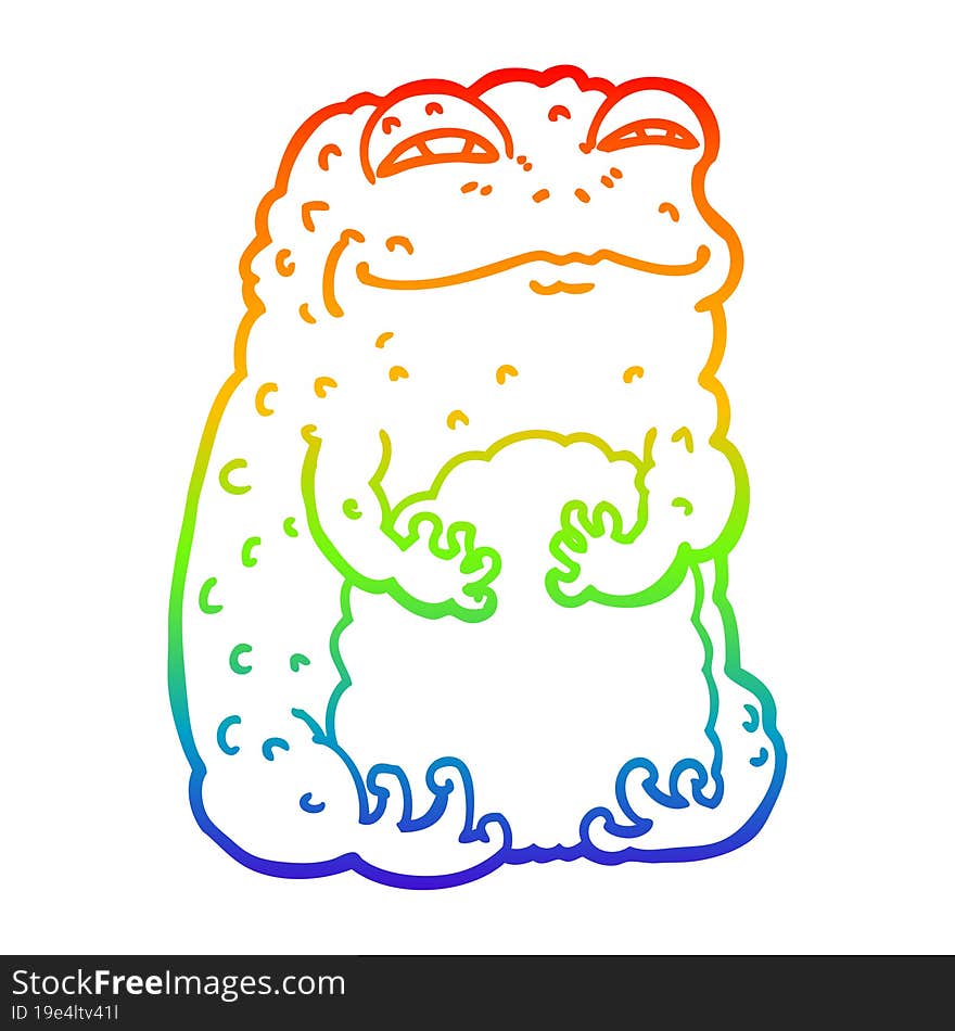 rainbow gradient line drawing cartoon smug toad