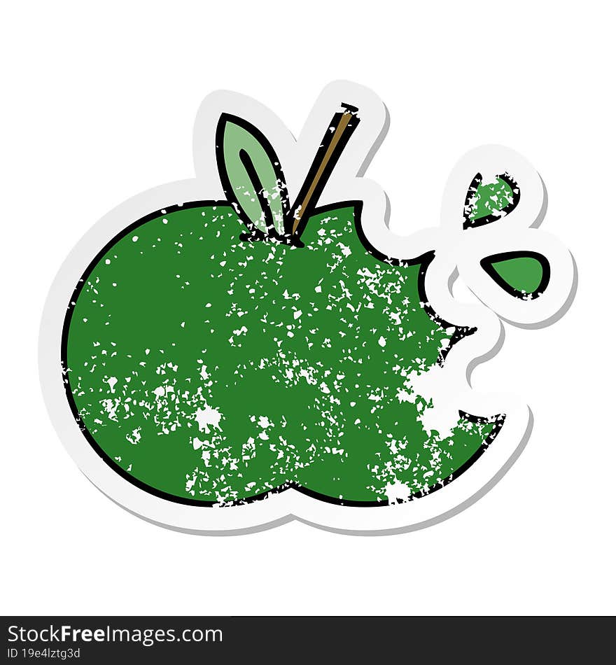 distressed sticker of a cute cartoon juicy apple